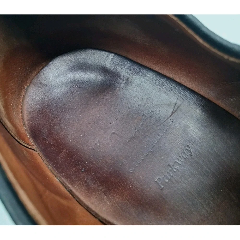 Allen Edmonds Shoes Mens Size 11.5 Black Leather Apron Toe Derby Made USA E
